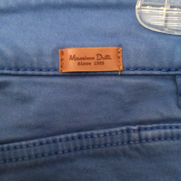 Massimo Dutti High Rise Blue Skinny Crop Flare Kick Pants Sz 4 - Picture 6 of 7